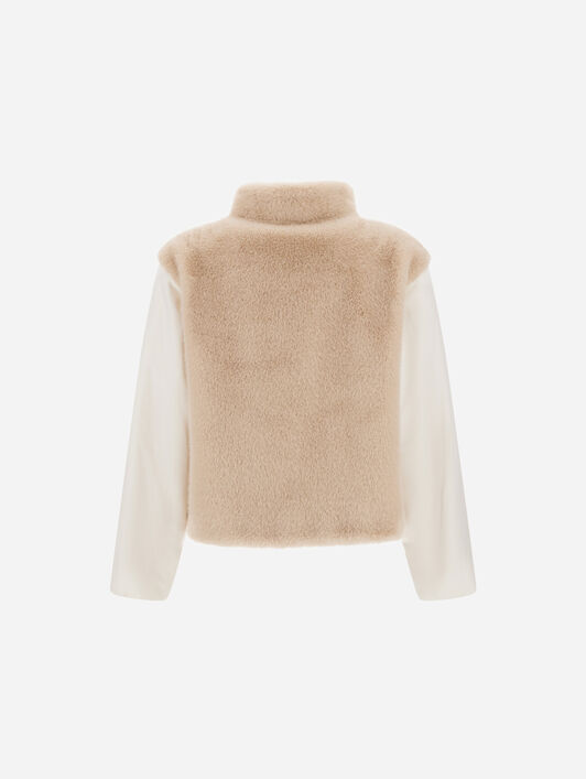 JACKE RESORT AUS KUNSTPELZ IN BIBEROPTIK UND AUS KASCHMIR UND SEIDE