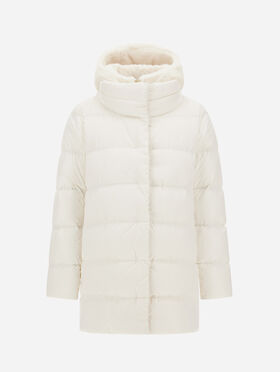 VESTE TRAPÈZE EN SATIN ET LADY ALTERNATIVE FUR