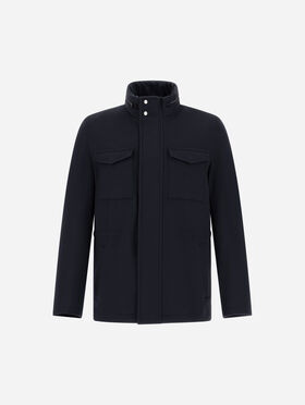 FIELD JACKET EN CACHEMIRE, LAINE ET SUEDE EFFECT