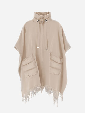 PONCHO RESORT EN TISSU DOUBLE DE LAINE ET CACHEMIRE ET NYLON ULTRALIGHT