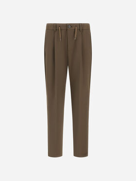 PANTALONES DE TEJIDO ELÁSTICO EFECTO ALGODÓN