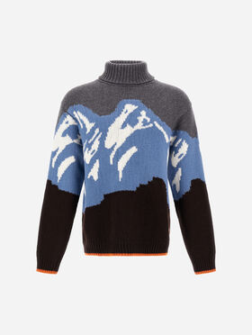 PULL À COL ROULÉ EN JACQUARD DE LAINE À MOTIF GRAPHIQUE
