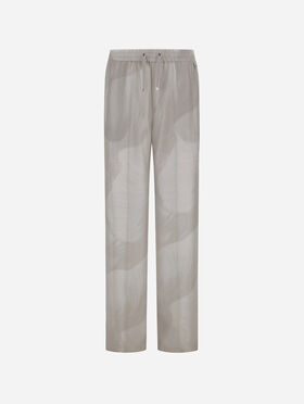 PANTALON RESORT EN PURE SOIE À IMPRIMÉ FLORAL