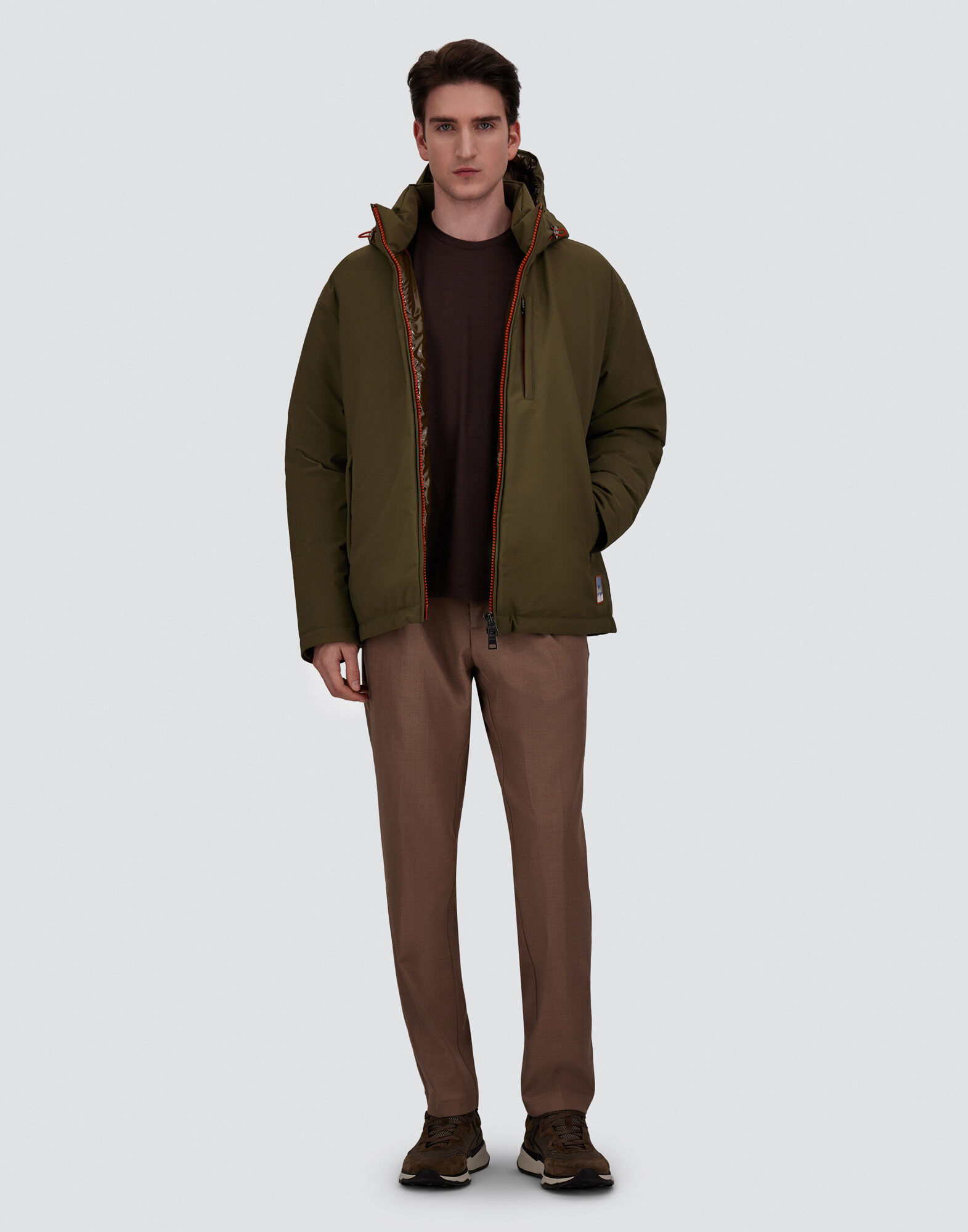 VESTE EN TWILL MAT ET NYLON EFFET GLOSS