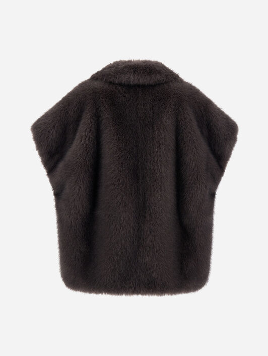 VESTE SANS MANCHES EN FOURRURE SYNTHÉTIQUE À POILS LONGS