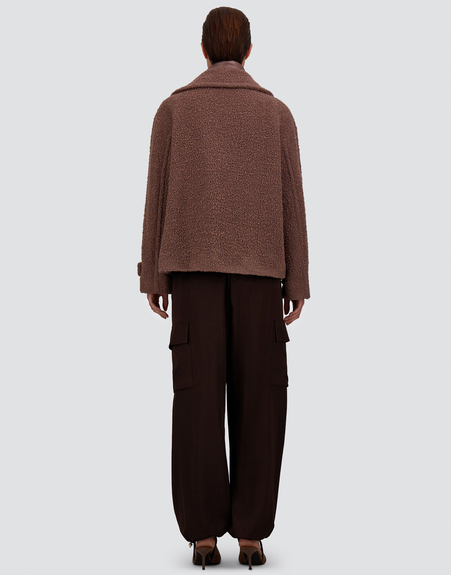 CABAN EN TEDDY AVEC FRANGES ET NYLON ULTRALIGHT