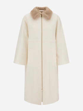 CAPPOTTO IN ECOWOOL E TOCCO PELLICCIA EFFETTO VISONE