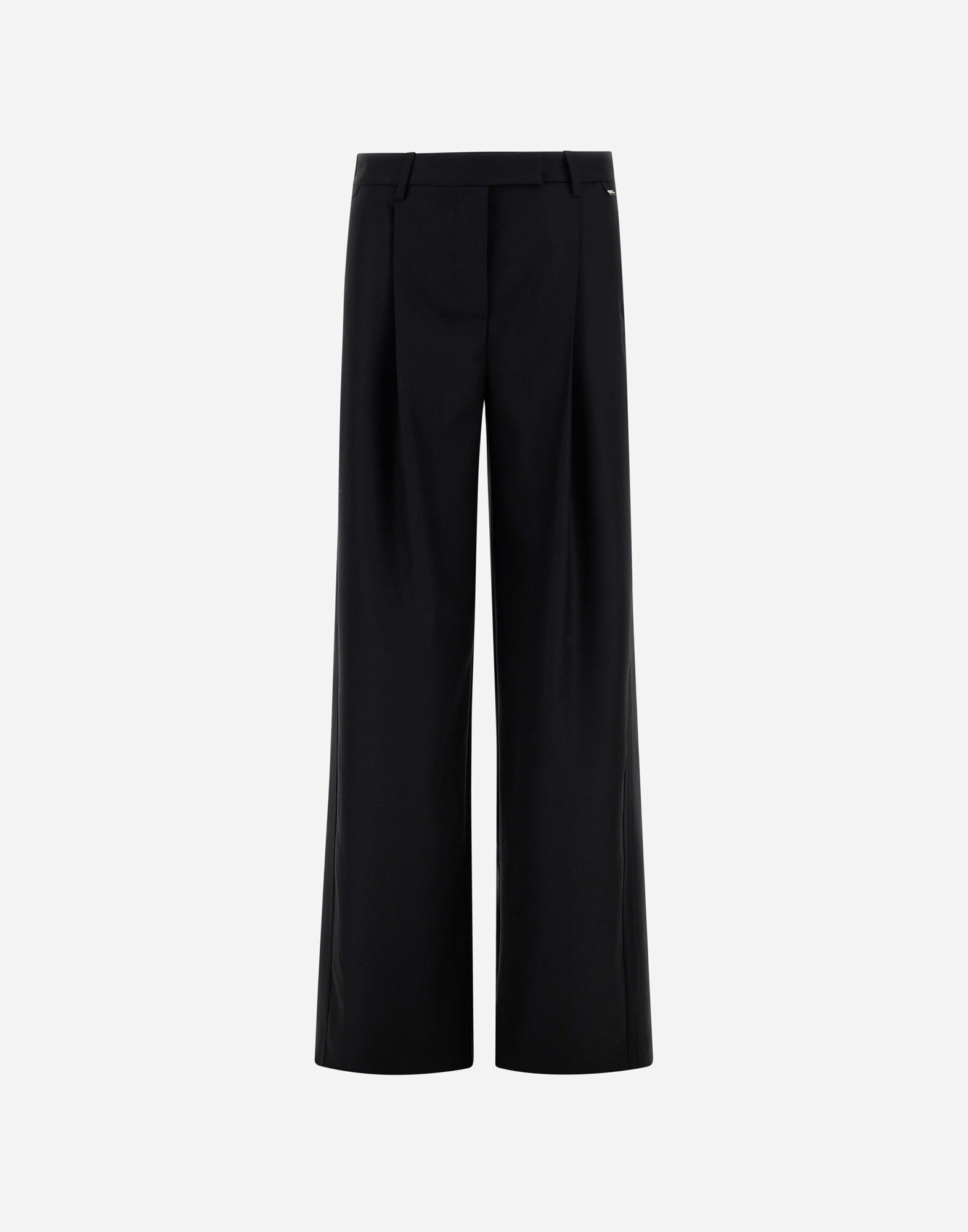 PANTALON EN GABARDINE STRETCH DE LAINE ET SATIN