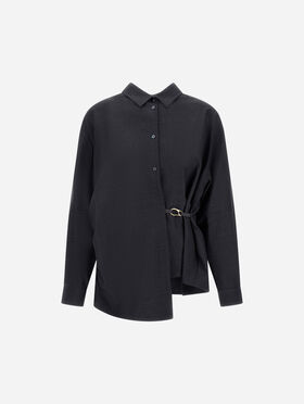 CAMISA EN GABARDINA DE LANA ELÁSTICA