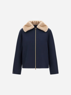 VESTE EN ECOWOOL AVEC TOUCHE DE FOURRURE EFFET VISON