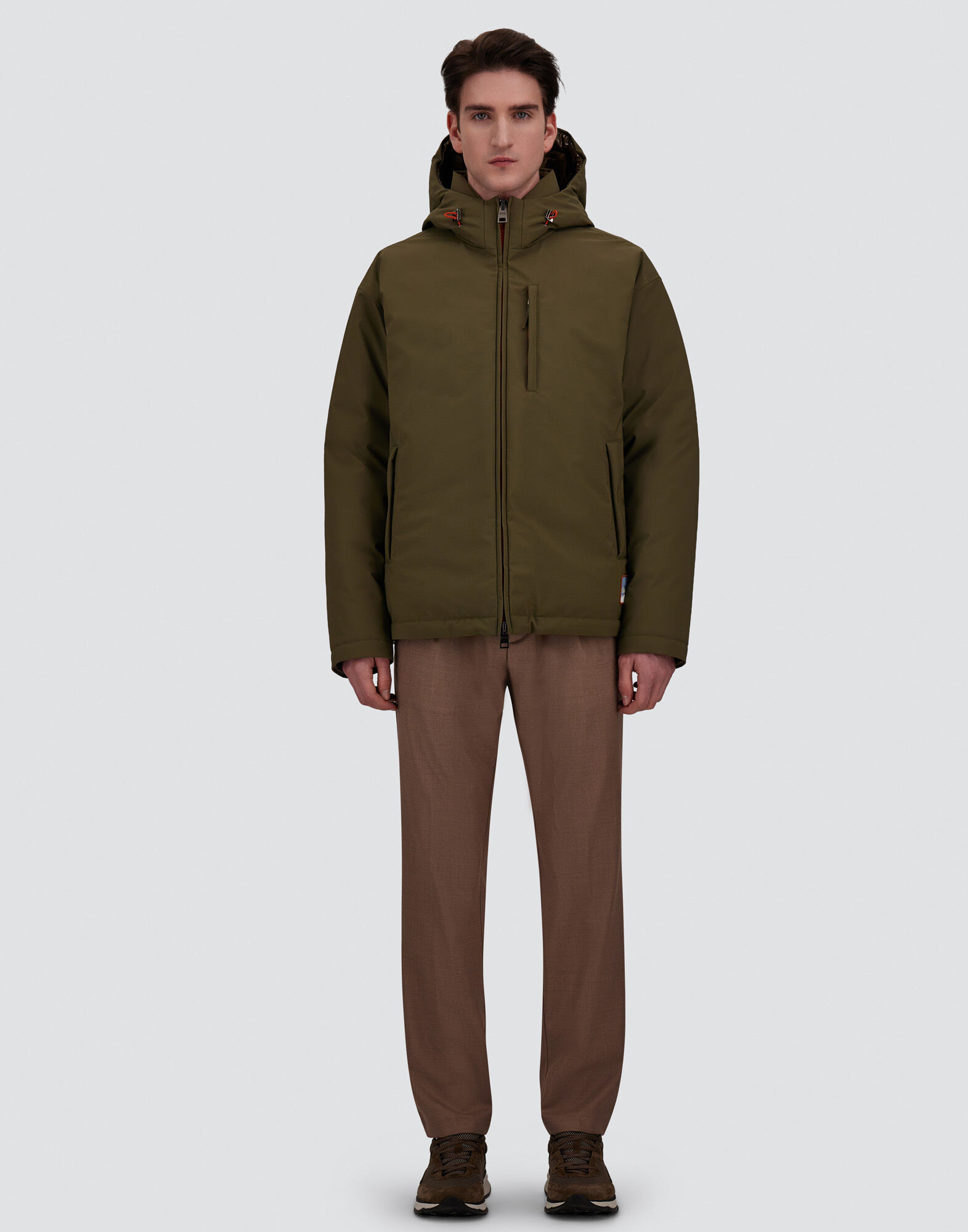 VESTE EN TWILL MAT ET NYLON EFFET GLOSS