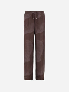 PANTALON RESORT EN PURE SOIE À IMPRIMÉ FLORAL