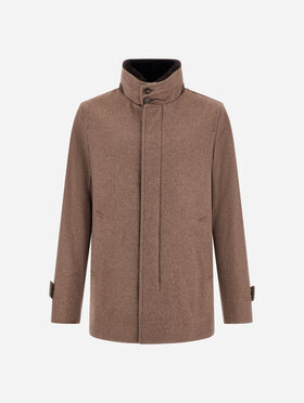 MANTEAU COURT EN PUR CACHEMIRE ET SUEDE EFFECT