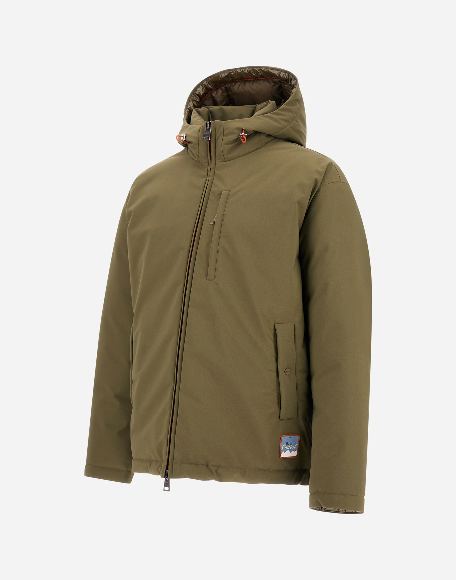 VESTE EN TWILL MAT ET NYLON EFFET GLOSS