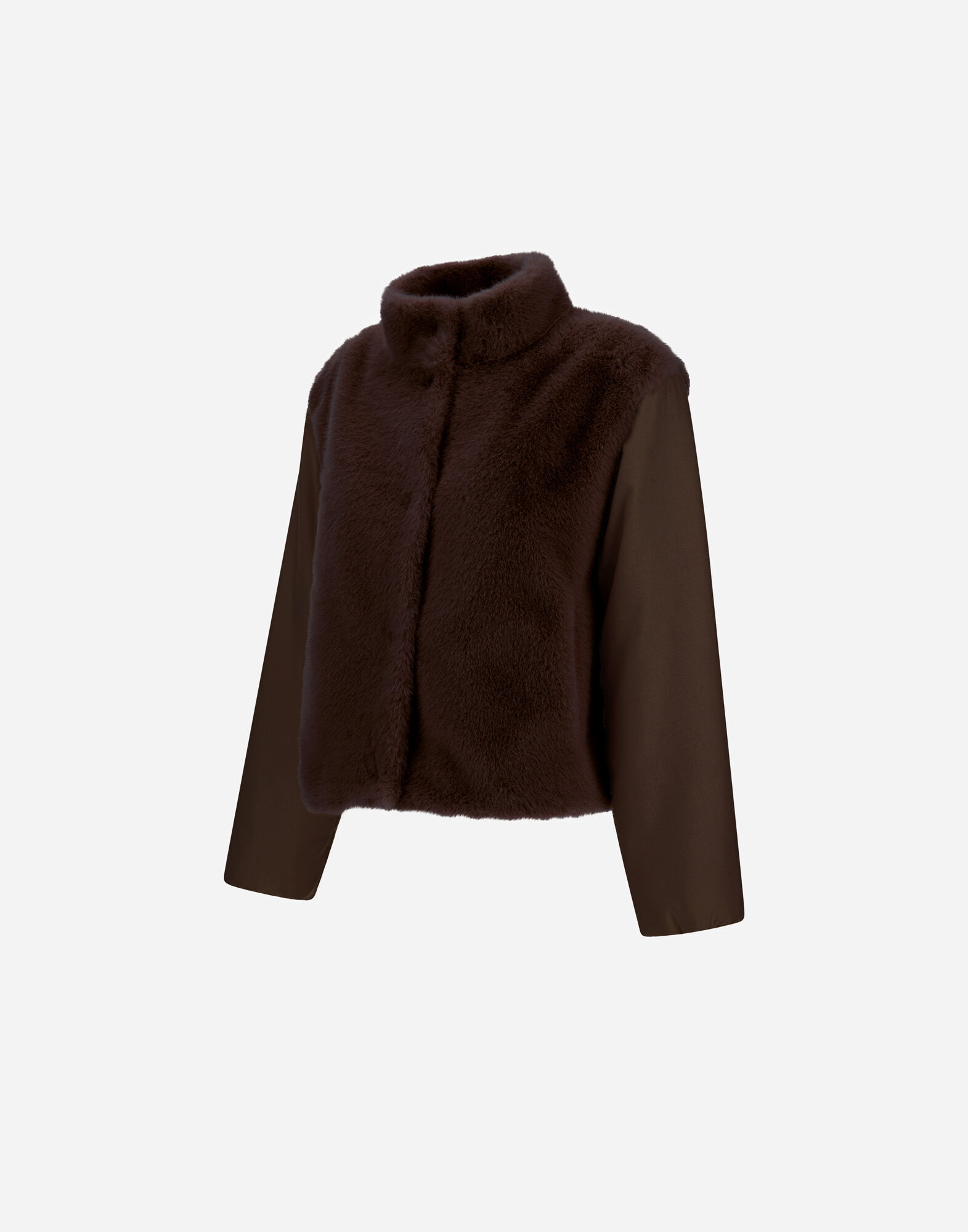 JACKE RESORT AUS KUNSTPELZ IN BIBEROPTIK UND AUS KASCHMIR UND SEIDE