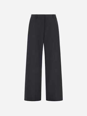 PANTALON EN GABARDINE DE LAINE ET SATIN DE VISCOSE