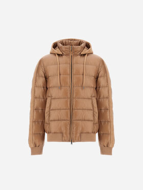 RESORT BOMBER JACKET IN ULTRALIGHT NYLON AND SUEDE-EFFECT MICROFIBRE