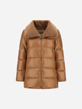 VESTE TRAPÈZE EN NYLON ULTRALIGHT ET LADY ALTERNATIVE FUR