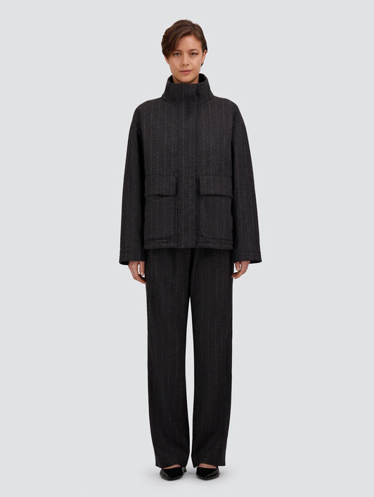VESTE EN LAINE STRETCH À FINES RAYURES