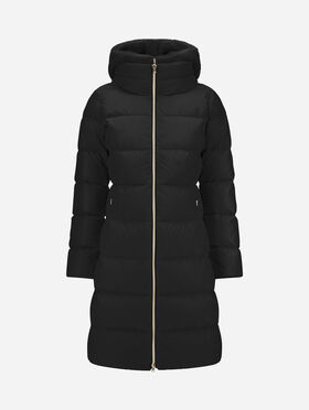 VESTE LONGUE EN SATIN ET FOURRURE SYNTHÉTIQUE FAÇON RAGONDIN