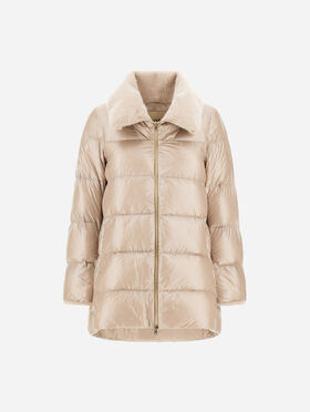 VESTE TRAPÈZE EN NYLON ULTRALIGHT ET LADY ALTERNATIVE FUR
