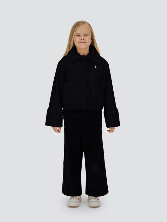 VESTE EN ECOWOOL ET FOURRURE SYNTHÉTIQUE FAÇON RAGONDIN