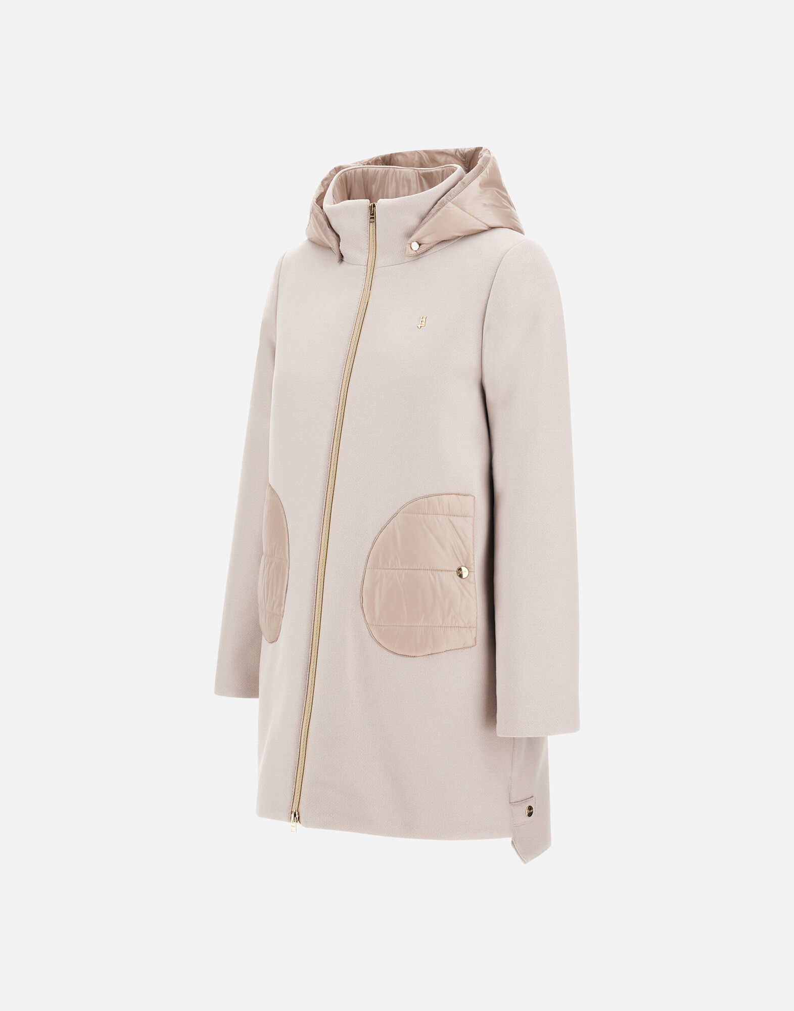 MANTEAU À CAPUCHE EN ECOWOOL ET NYLON ULTRALIGHT