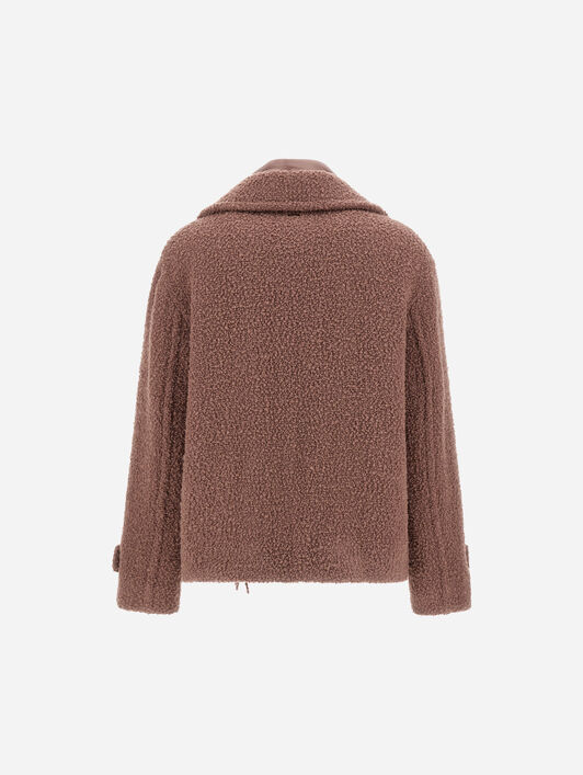 CABAN EN TEDDY AVEC FRANGES ET NYLON ULTRALIGHT