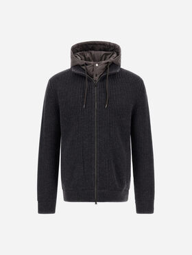 VESTE EN RIBBED MERINO WOOL JAUGE 5 ET NYLON CHAMONIX