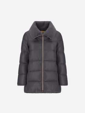 VESTE TRAPÈZE EN NYLON ULTRALIGHT ET LADY ALTERNATIVE FUR