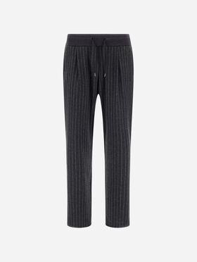 PANTALON EN TISSU JACQUARD À MOTIF RAYÉ TENNIS