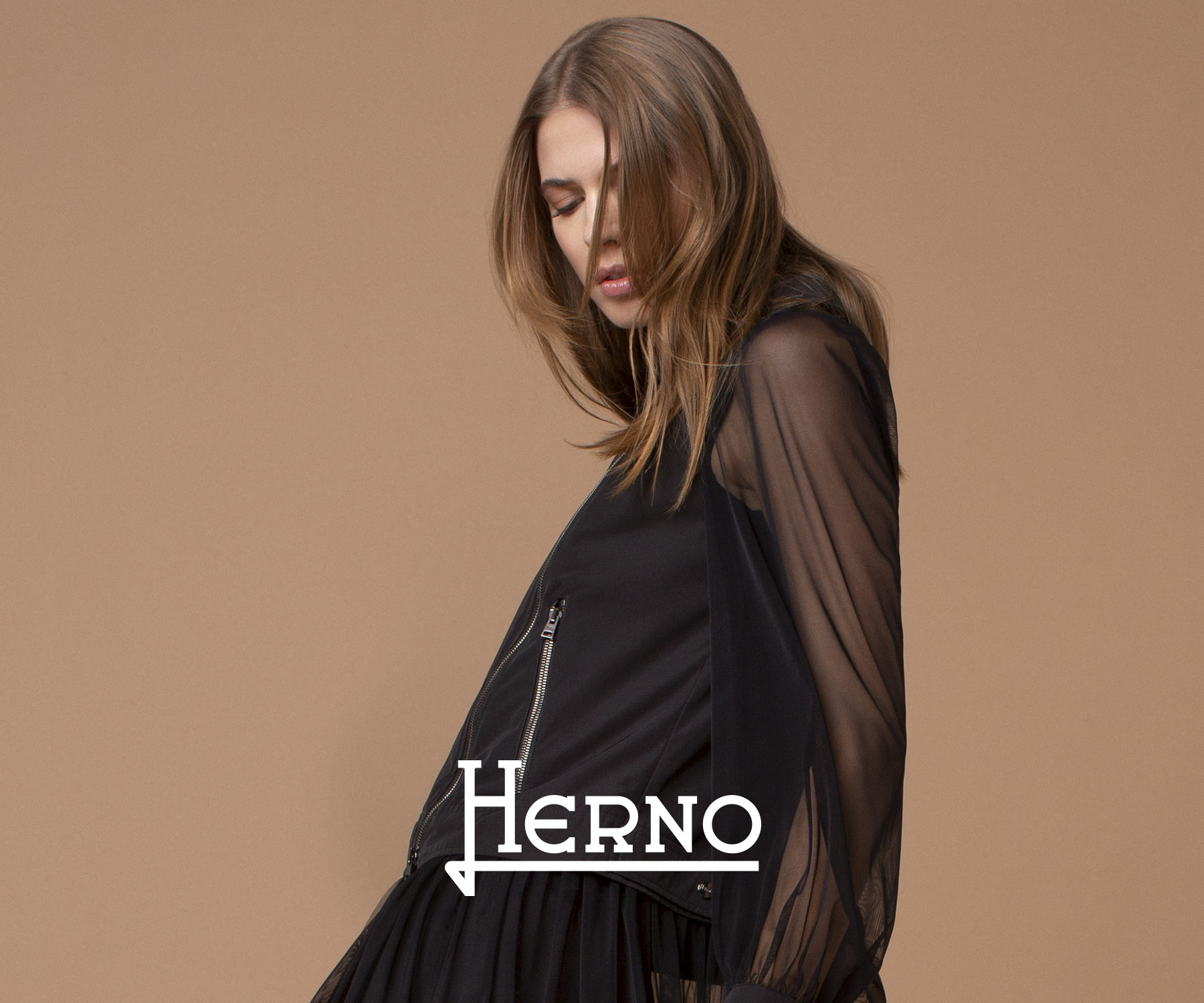 COMPACT NYLON & チュール コート ブラック | Herno® (ヘルノ)