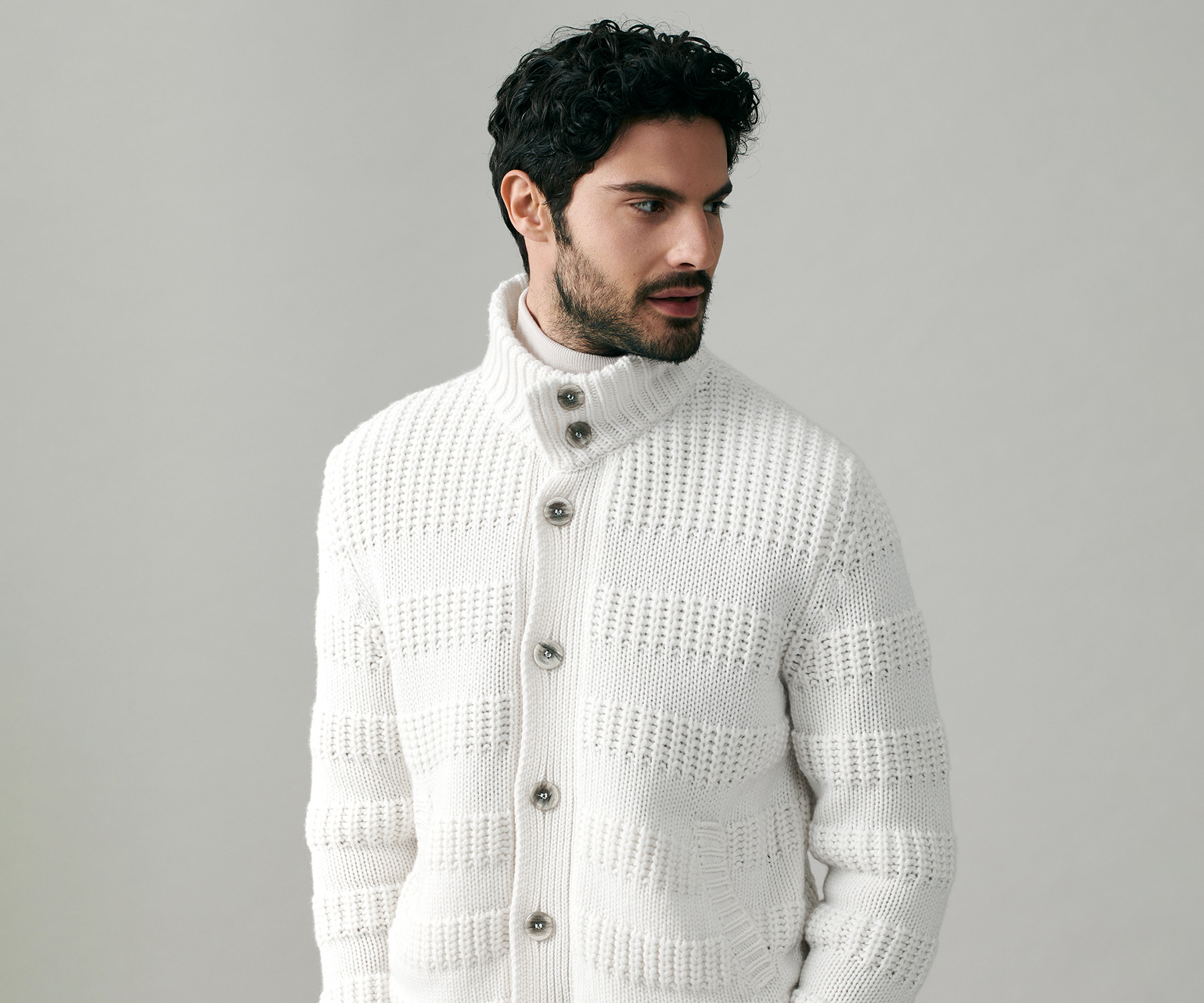 ETERNITY CASHMERE STRIPE CARDIGAN en Natural pour homme Herno