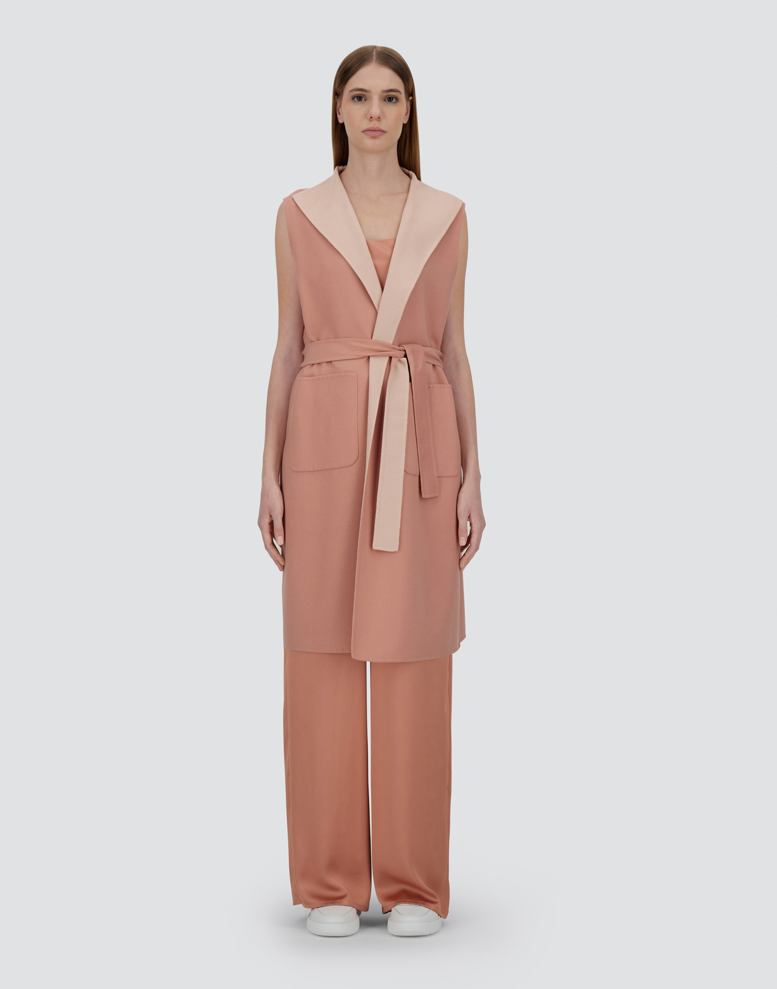 Herno Double-layered Wool Vest In Pink