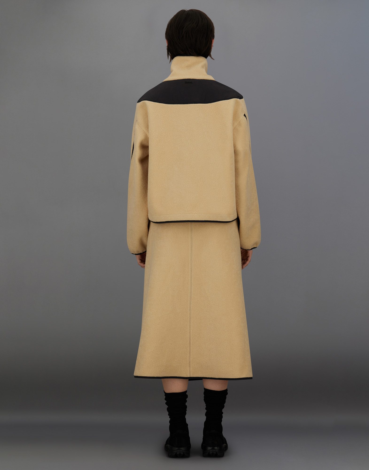 Herno Laminar Polar Fleece And Extra Light Stretch Padded Skirt In Brown