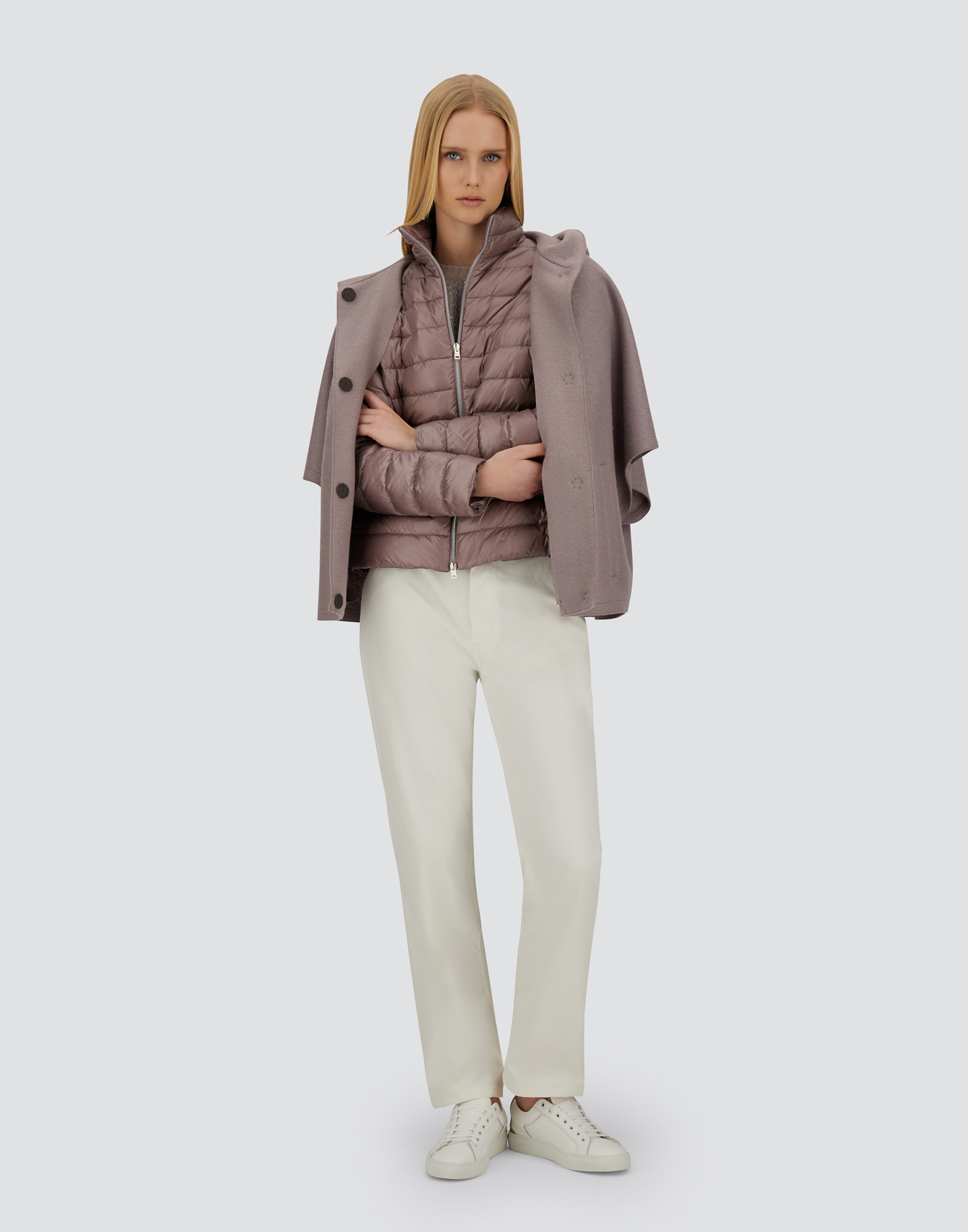 Herno Resort Cape In Felted Wool & Nylon Ultralight
