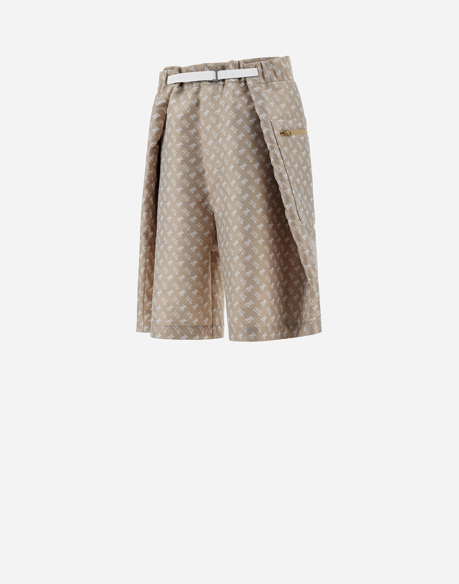 Herno Globe Cropped Trousers In Photocromatic Monogram In Light Beige