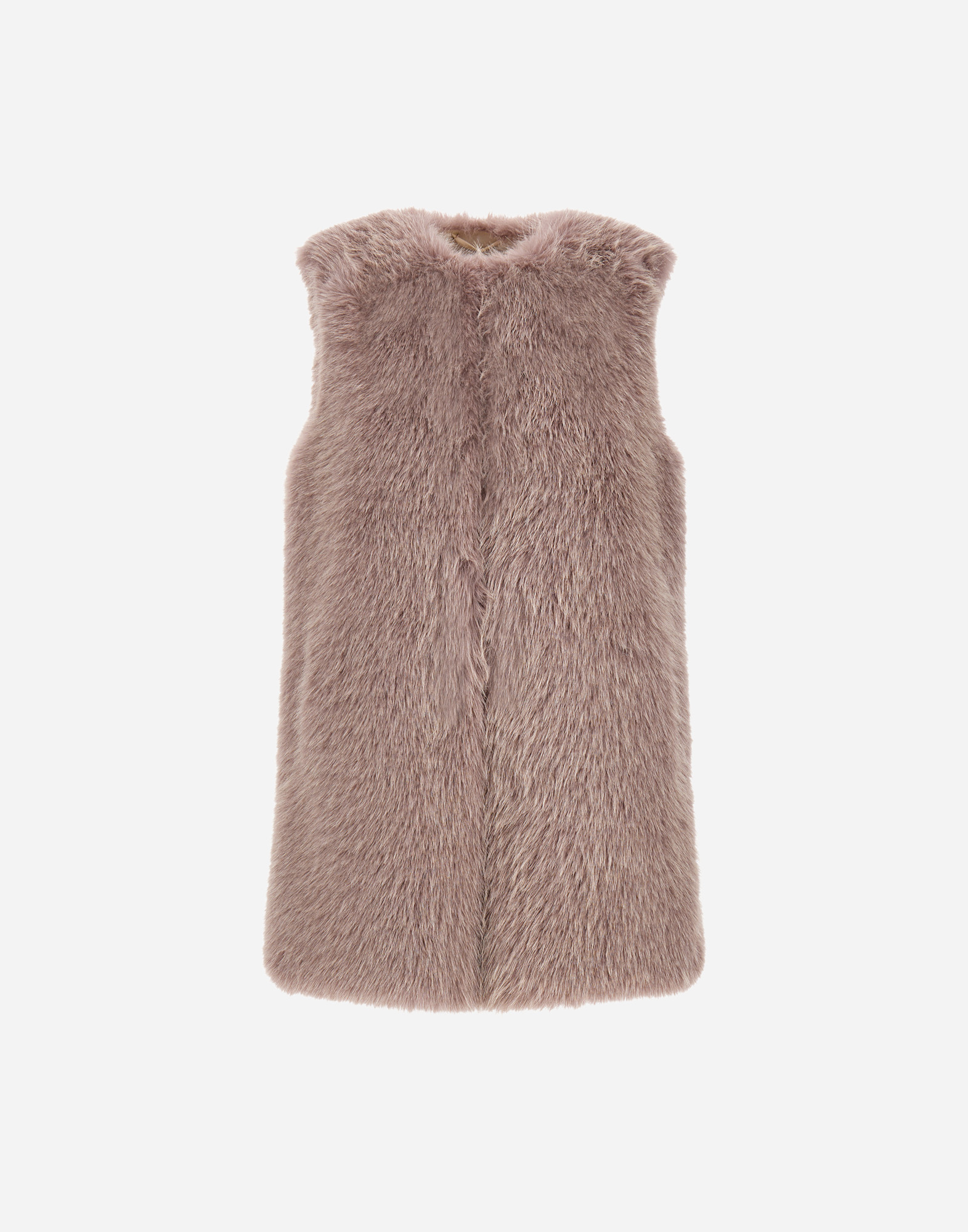 Herno Resort Vest In Fullness Faux Fur In Brown
