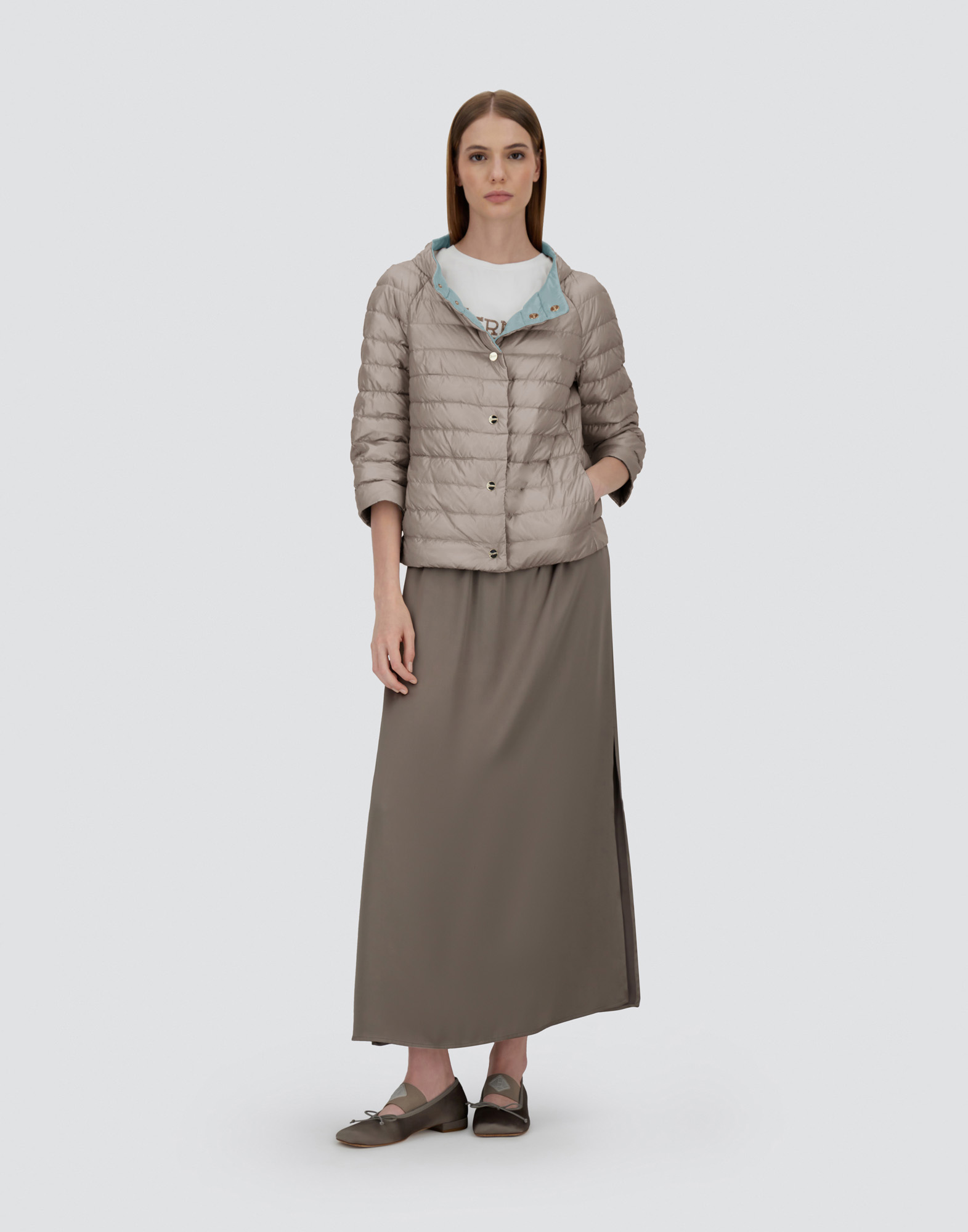 Shop Herno Reversible Cape Nylon Ultralight In Light Blue/ice