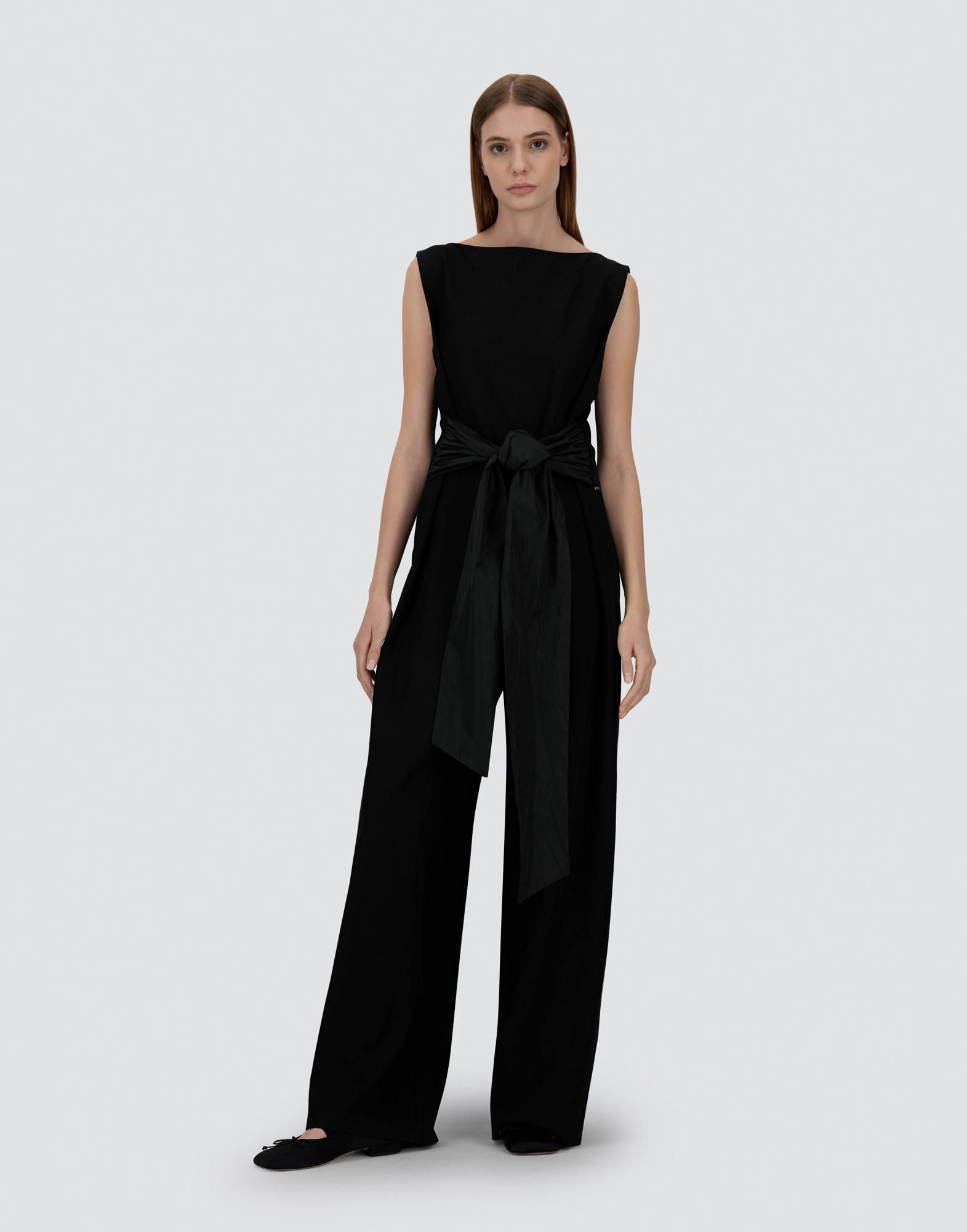Herno Jumpsuit In Viscose Effect And New Techno Taffeta In Black