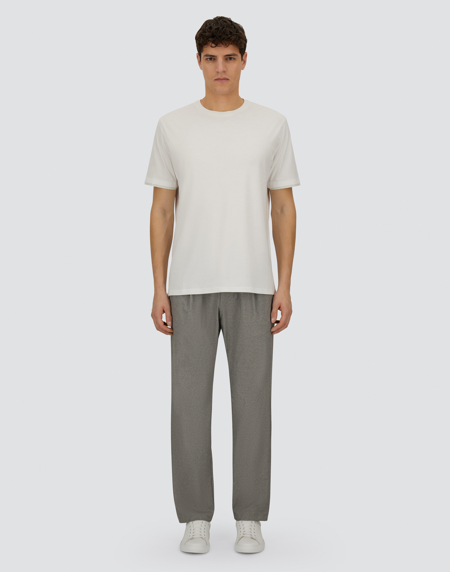 Herno Men Resort T-shirt In Cotton And Light Stretch Nylon In White