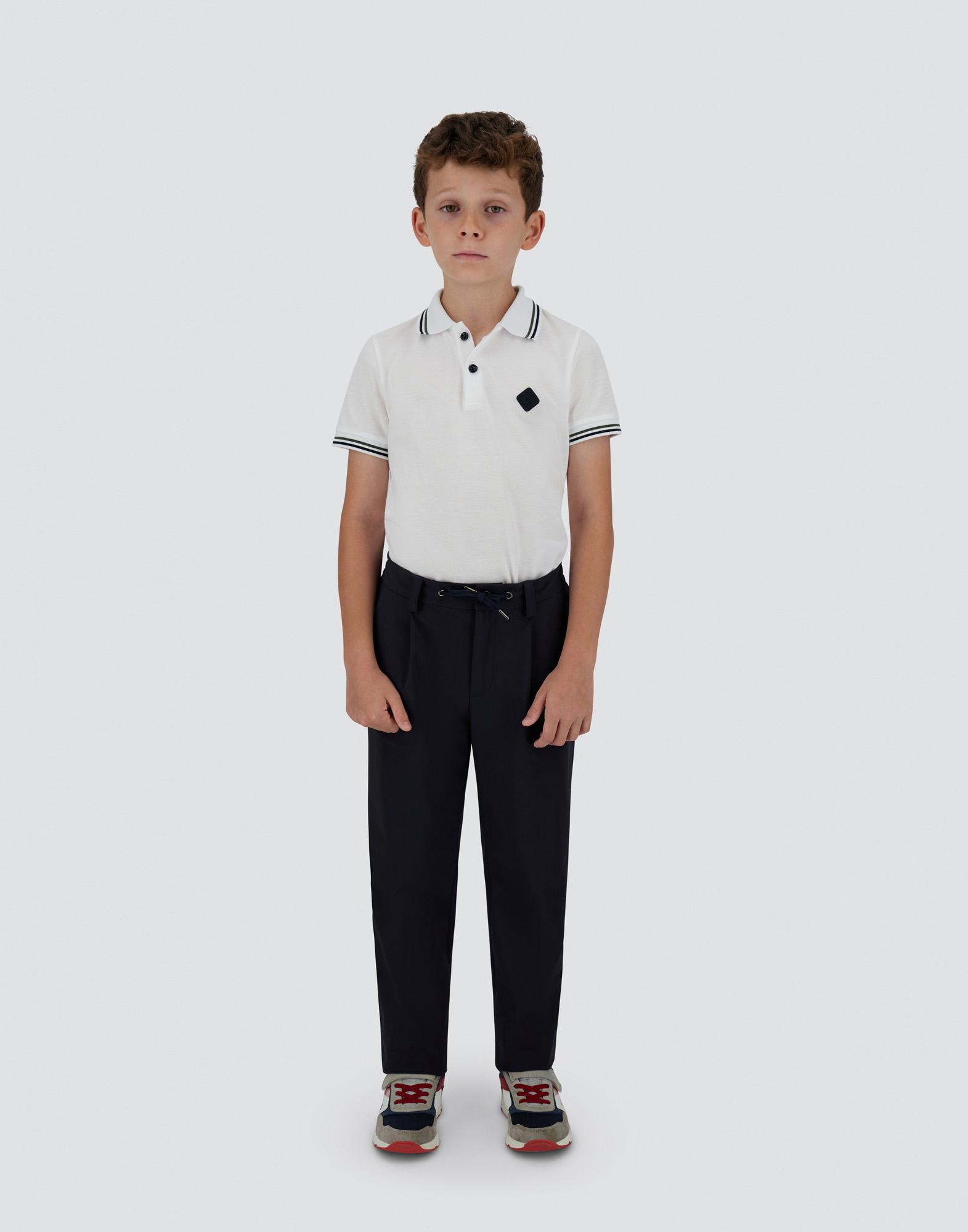 Shop Herno Trousers In Stretch Tech Woven In Blu Navy