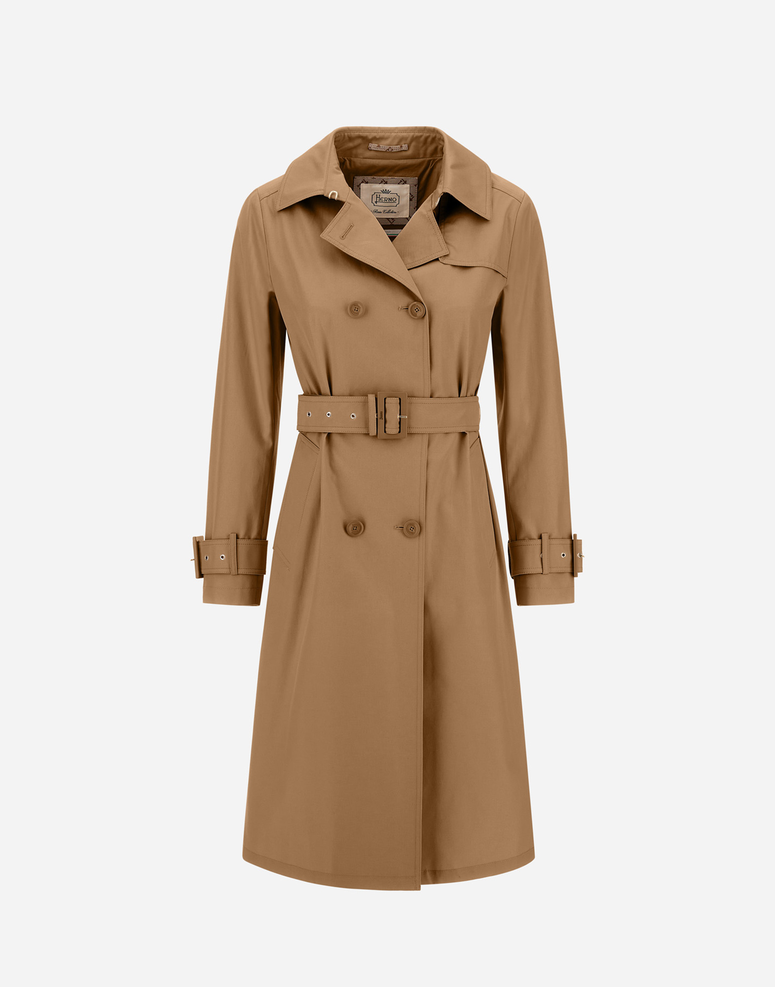 Herno Trench Coat In Delon And Monogram In Camel