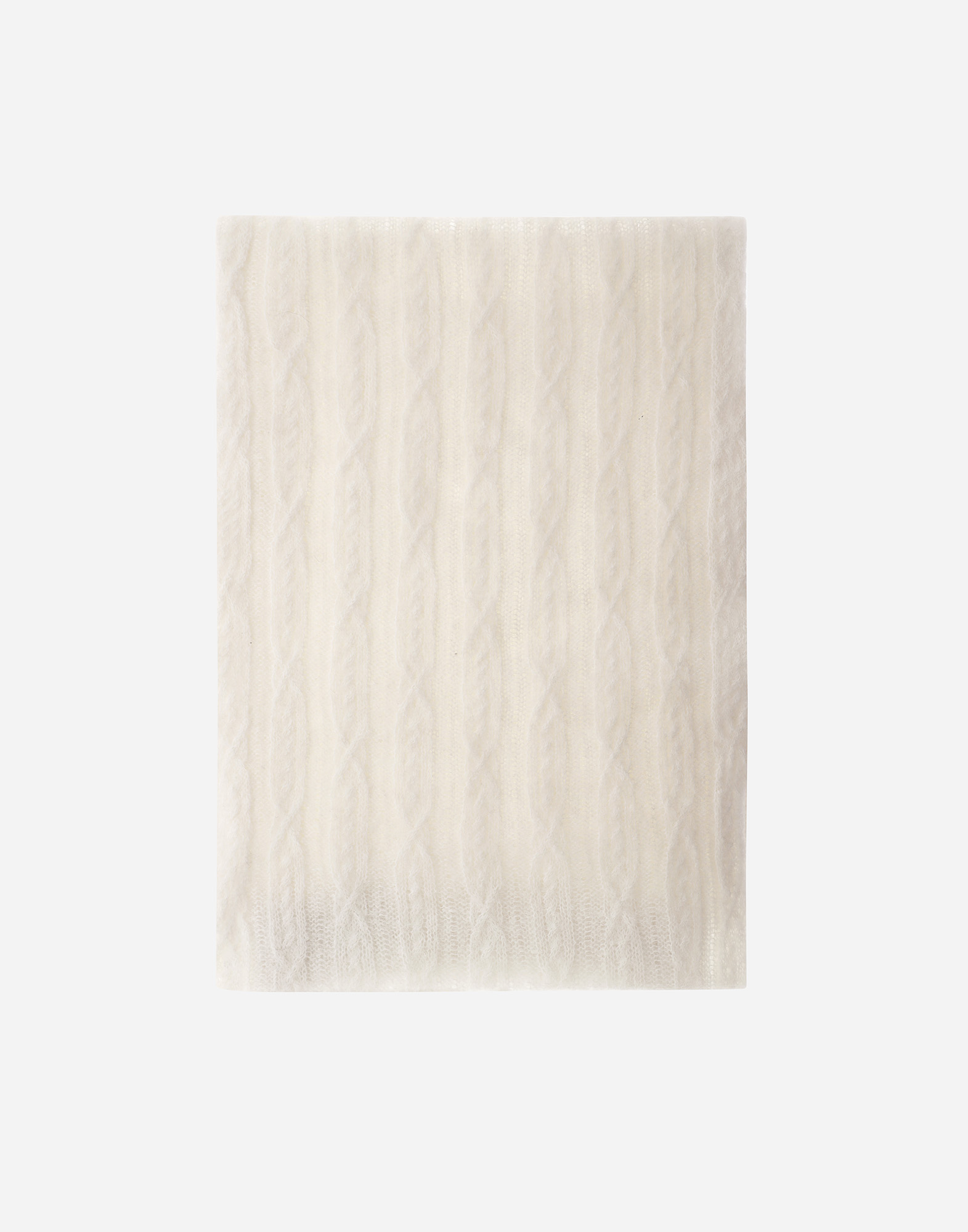 Herno Resort Scarf In Cable Knit Alpaca Wool In White