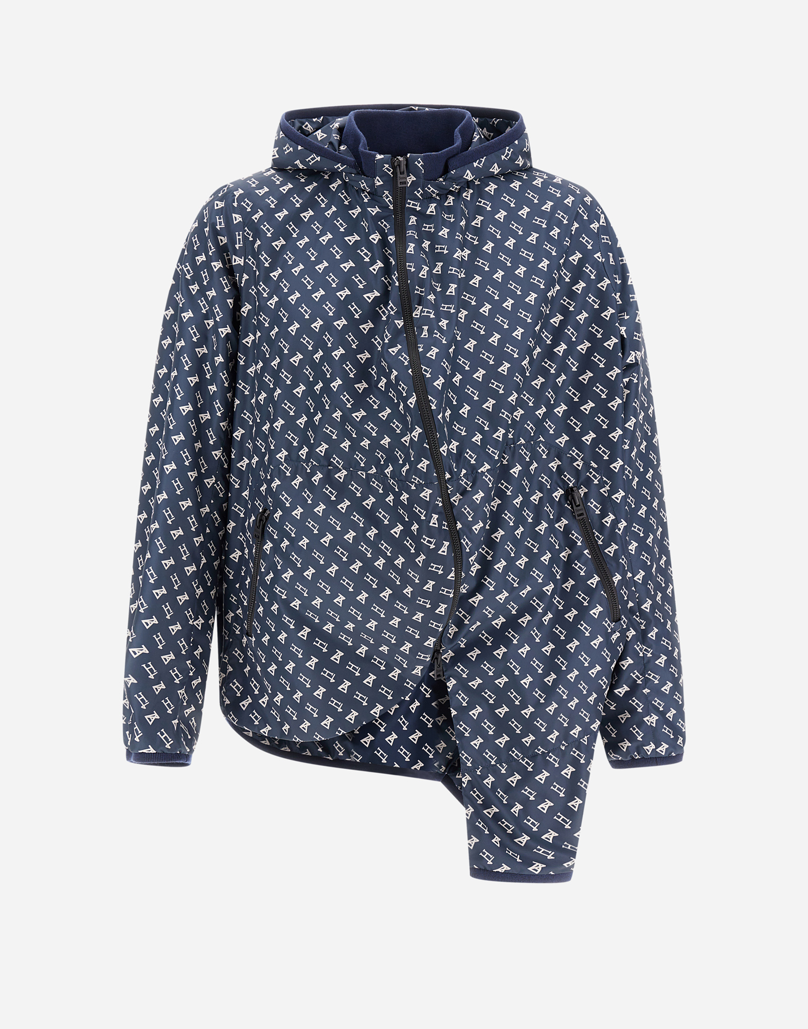 Shop Herno Globe Parka In Eco Monogram In Blue