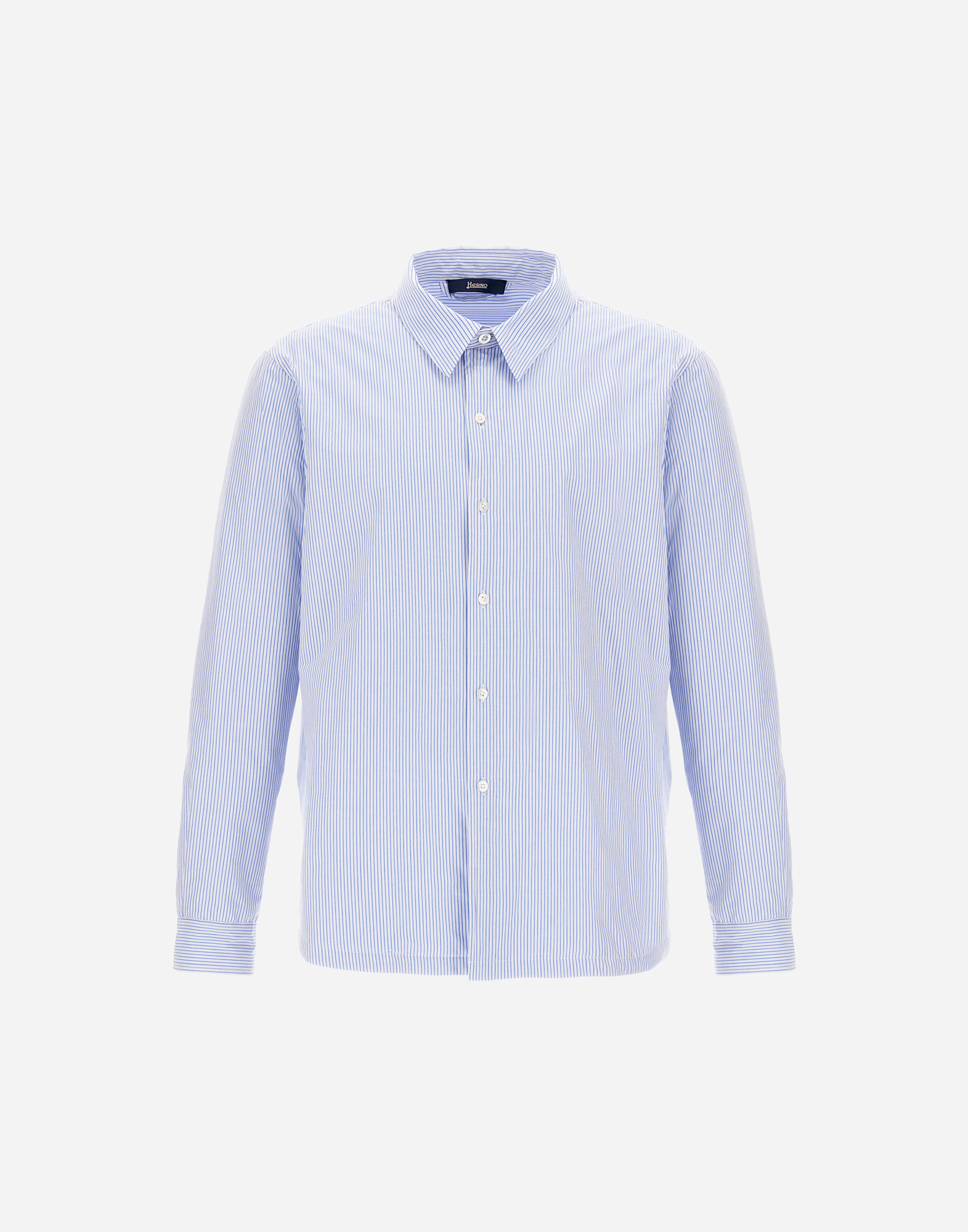 Herno Cotton Stripe Shacket In Light Blue
