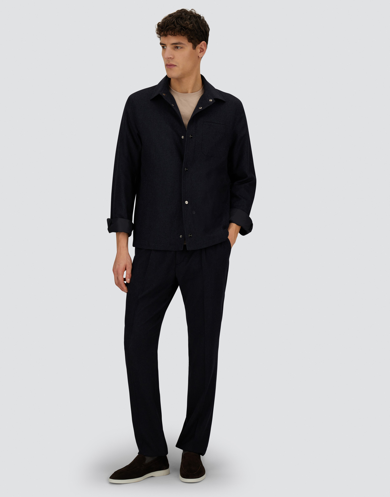 Herno Button-fastening Patch-pocket Shirt Jacket In Blue
