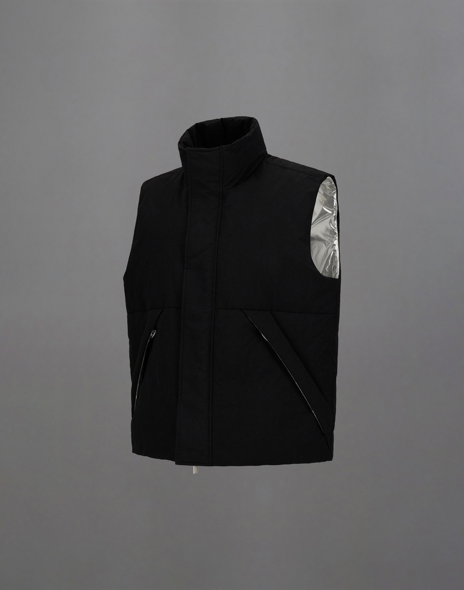 Herno Laminar Vest In Crinkle Metallic In Black