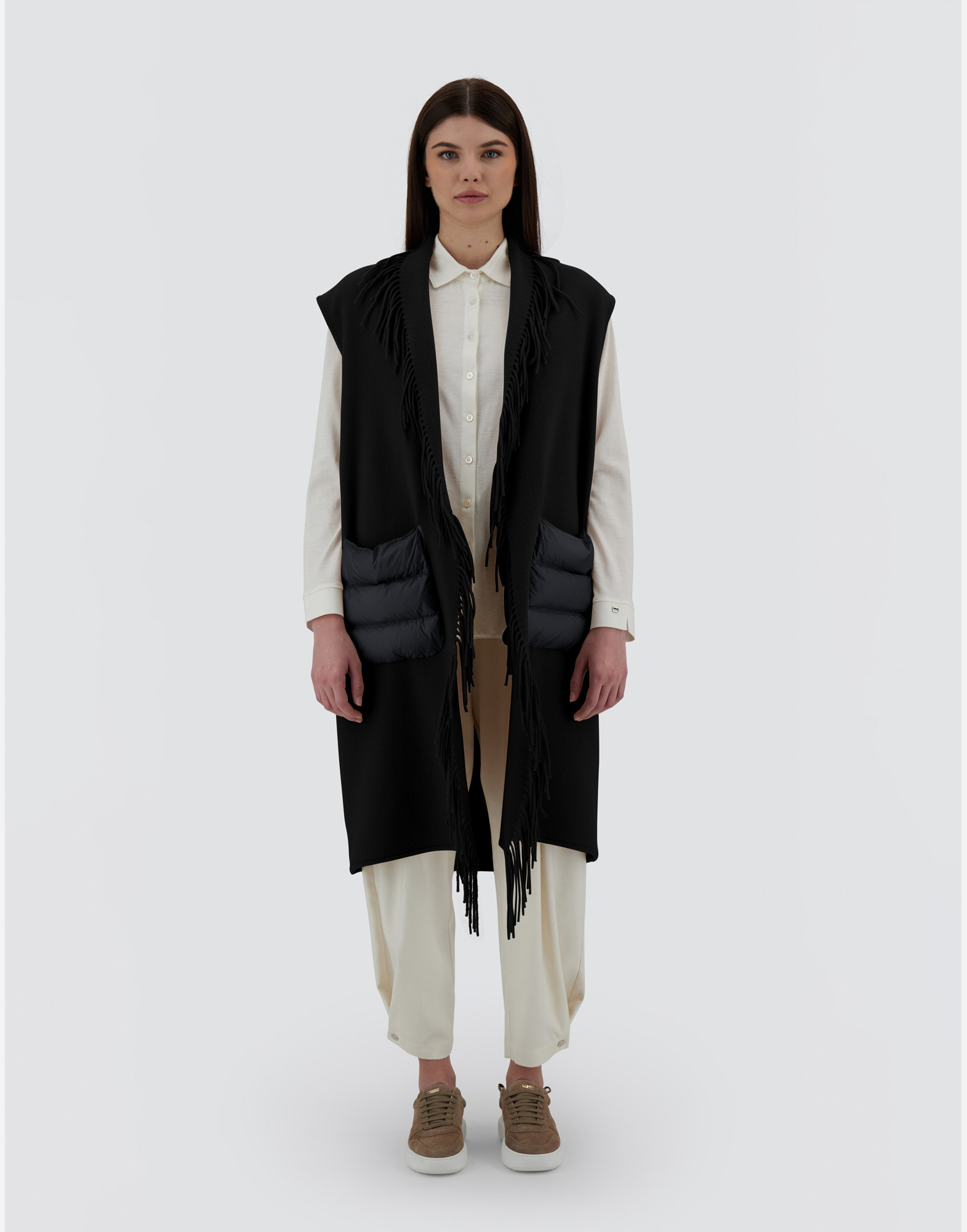 Herno Wool And Cashmere Sleeve Coat In Black