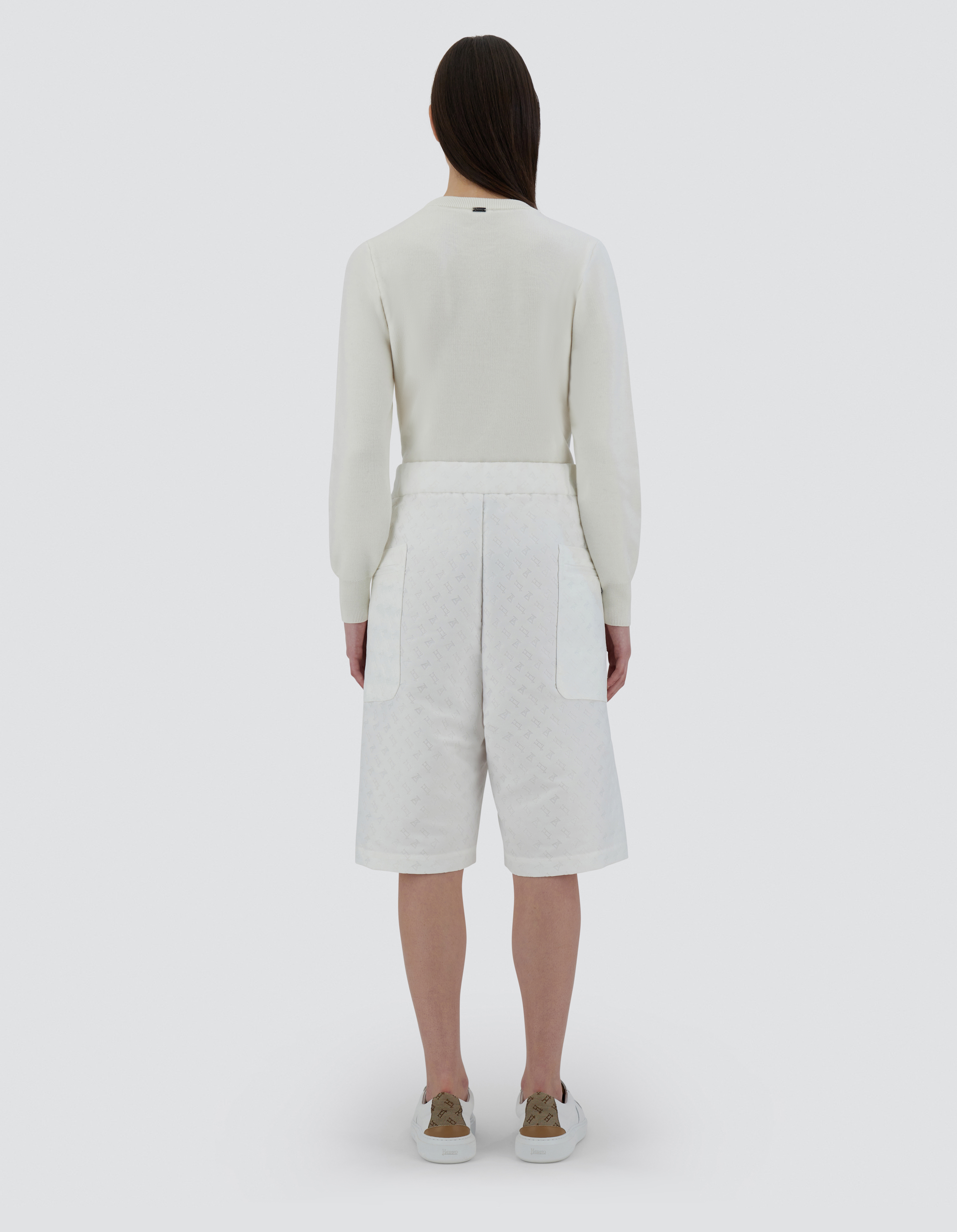 Herno Globe Cropped Trousers In Photocromatic Monogram In White
